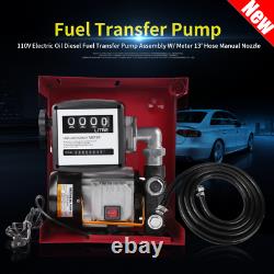 110V Electric Diesel Oil Fuel Transfer Extractor Pump with Nozzle & Hose