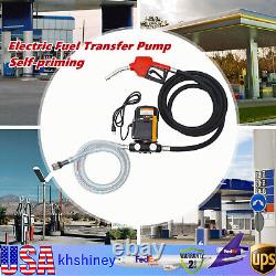 110V Electric Diesel Oil Fuel Transfer Pump Self-Priming Pume & Hose Nozzle Kit