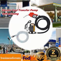 110V Electric Diesel Oil Fuel Transfer Pump Self-Priming Pume & Hose Nozzle Kit