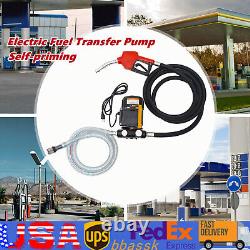 110V Electric Diesel Oil Fuel Transfer Pump Self-Priming Pume & Hose Nozzle Kit