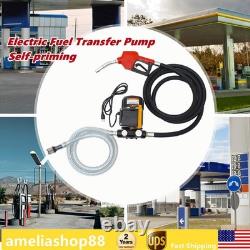 110V Electric Diesel Oil Fuel Transfer Pump Self-Priming Pume & Hose Nozzle Kit