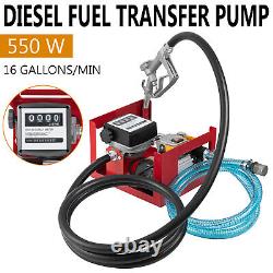 110V Electric Diesel Oil Transfer Pump Fuel Manual Nozzle 13' Hose with Meter New