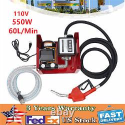 110V Electric Fuel Transfer Pump 550W-60L/Min WithNozzle Meter Fit Oil Fuel Diesel