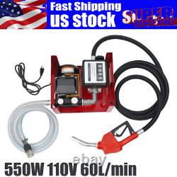 110V Electric Fuel Transfer Pump 550W-60L/Min WithNozzle Meter Fit Oil Fuel Diesel