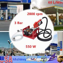 110V Electric Fuel Transfer Pump Oil Diesel Pump with Fuel Meter Nozzle 60L/min