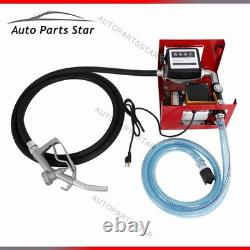 110V Electric Oil Fuel Diesel Gas Transfer Pump WithMeter 13' Hose Manual Nozzle