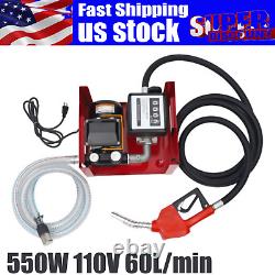 110V Electric Oil Fuel Diesel Transfer Pump With Nozzle Meterr Oil Fuel Diesel New