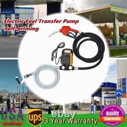 110V Self-Priming Pume With Hose Nozzle Electric Diesel Oil Fuel Transfer Pump Kit