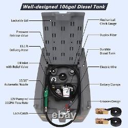 116 Gal Portable Oil Fuel Tank with12V Electric Transfer Pump &Auto Fueling Nozzle