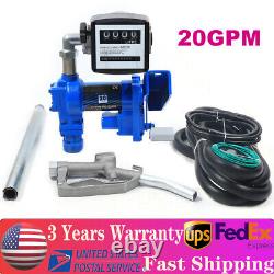 12V 20GPM Fuel Transfer Pump Diesel Gasoline Anti-Explosive with Oil Meter New
