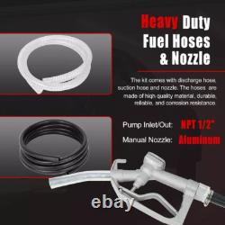 12V DC 3.7GPM Gasoline Diesel Oil Transfer Pump Fuel Diesel Kerosene Pump Hoses