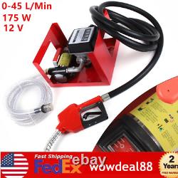 12V Electric Fuel Transfer Pump 175W-45L/Min WithNozzle Meter Fit Oil Fuel Diesel
