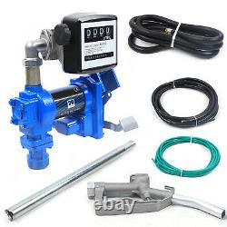 12V Fuel Transfer Pump Diesel Gasoline Anti-Explosive with Oil Meter New 20GPM US