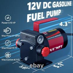 12V Fuel Transfer Pump Gasoline Diesel Mineral Oil Reversible Overheat Safe