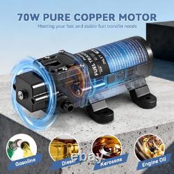 12V Fuel Transfer Pump Set, 95GPH Portable Gasoline Pump 70W Motor Diesel Oil