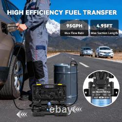 12V Fuel Transfer Pump Set, 95GPH Portable Gasoline Pump 70W Motor Diesel Oil