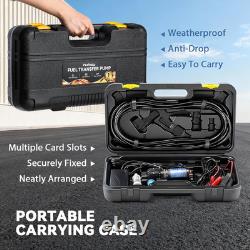 12V Fuel Transfer Pump Set, 95GPH Portable Gasoline Pump, Diesel Oil Extractor w