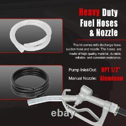 12V Oil Fuel Transfer Pump Kit withHoses & Nozzle for Gasoline Diesel Kerosene