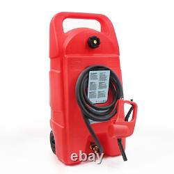 15 Gal HDPE Fuel Caddy Tank with Wheels 10ft Hose Hand Pump Gas Diesel Oil Red