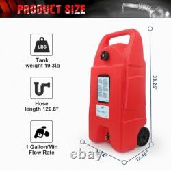 15 Gal HDPE Fuel Caddy Tank with Wheels 10ft Hose Hand Pump Gas Diesel Oil Red