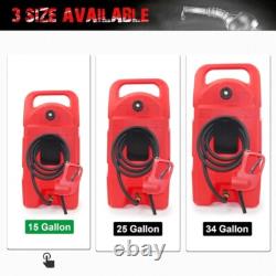 15 Gal HDPE Fuel Caddy Tank with Wheels 10ft Hose Hand Pump Gas Diesel Oil Red