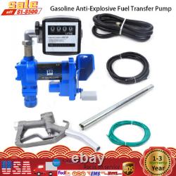 20 GPM Diesel Gasoline Fuel Transfer Pump with Oil Meter Anti-Explosive 265W New