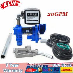 20GPM 12V DC Diesel Gasoline Anti-Explosive Fuel Transfer Pump with Oil Meter New
