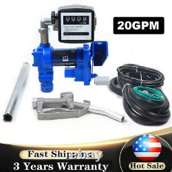 20GPM 12V Diesel Gasoline Fuel Transfer Pump with Oil Meter Anti-Explosive NEW