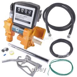20GPM 12V Yellow Fuel Transfer Pump for Gasoline Diesel withOil Meter + Nozzle Kit