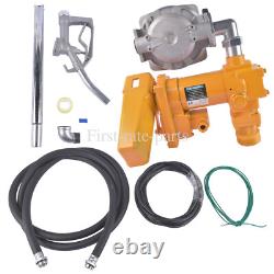 20GPM 12V Yellow Fuel Transfer Pump for Gasoline Diesel withOil Meter + Nozzle Kit