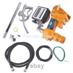20GPM 12V Yellow Fuel Transfer Pump for Gasoline Diesel withOil Meter + Nozzle Kit