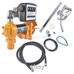 20GPM 12V Yellow Fuel Transfer Pump for Gasoline Diesel withOil Meter + Nozzle Kit