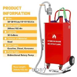 30 Gallon Fuel Diesel Oil Transfer Tank Gas Caddy with Bidirectional Siphon Pump