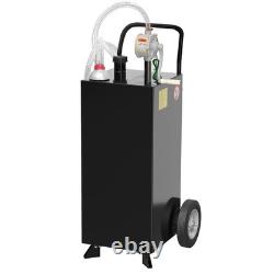 30 Gallon Fuel Gas Caddy Diesel Oil Transfer Tank 2 Wheels Portable with Pump