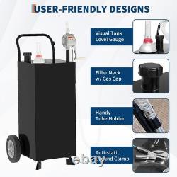 30 Gallon Fuel Gas Caddy Diesel Oil Transfer Tank 2 Wheels Portable with Pump