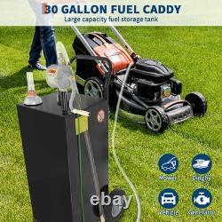 30 Gallon Fuel Gas Caddy Diesel Oil Transfer Tank 2 Wheels Portable with Pump
