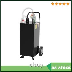 30 Gallon Fuel Gas Caddy Diesel Oil Transfer Tank 2 Wheels Portable with Pump