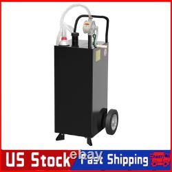 30 Gallon Fuel Gas Caddy Diesel Oil Transfer Tank 2 Wheels Portable with Pump