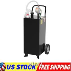 30 Gallon Fuel Gas Caddy Diesel Oil Transfer Tank 2 Wheels Portable with Pump