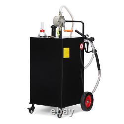 30 Gallon Fuel Gas Caddy Diesel Oil Transfer Tank 4 Wheels Portable with Pump