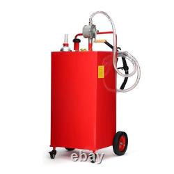 30 Gallon Fuel Gas Caddy Diesel Oil Transfer Tank 4 Wheels Portable with Pump