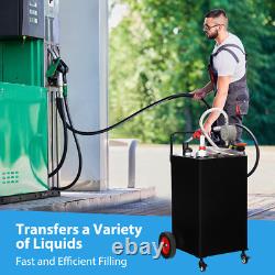 30 Gallon Fuel Gas Caddy Diesel Oil Transfer Tank 4 Wheels Portable with Pump