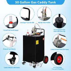 30 Gallon Fuel Gas Caddy Diesel Oil Transfer Tank 4 Wheels Portable with Pump