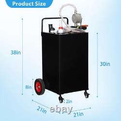 30 Gallon Fuel Gas Caddy Diesel Oil Transfer Tank 4 Wheels Portable with Pump