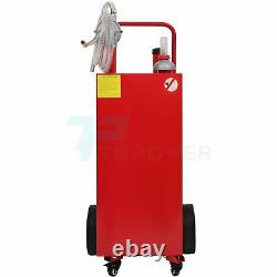 30 Gallon Gas Caddy 8FT Hose Oil Container Fuel Diesel Transfer Tank Rotary Pump