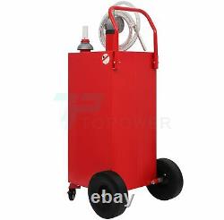 30 Gallon Gas Caddy 8FT Hose Oil Container Fuel Diesel Transfer Tank Rotary Pump