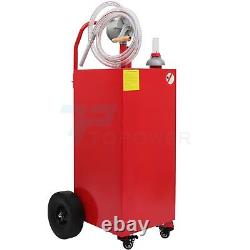 30 Gallon Gas Caddy 9FT Hose Oil Container Fuel Diesel Transfer Tank Rotary Pump