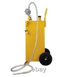 30 Gallon Gas Caddy Fuel Diesel Oil Transfer Tank, 2Wheels Portable, Pump Yellow