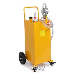 30 Gallon Gas Caddy Fuel Diesel Oil Transfer Tank 4 Wheels Portable Pump