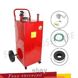 30 Gallon Gas Caddy Fuel Diesel Oil Transfer Tank, 4 Wheels Portable, Pump